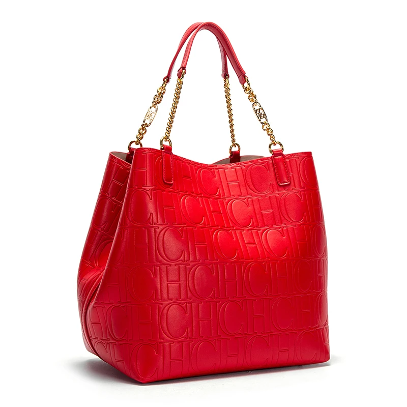 CHCH Women's Tote Bag 2024 New - Leatherwork Letters ulasan dan harga