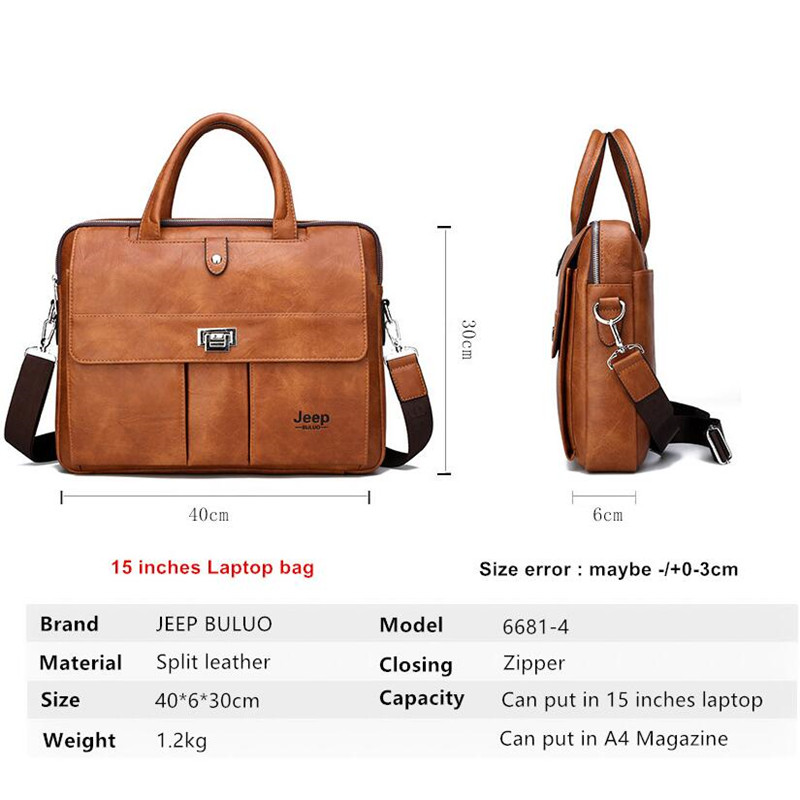 Jeep Buluo Men's Leather Brief - Leatherwork Letters ulasan dan harga